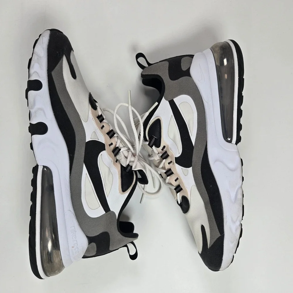 Nike Air Max 270 React Men 11 White Black Grey CT1264-101 Running Shoes Sneaker